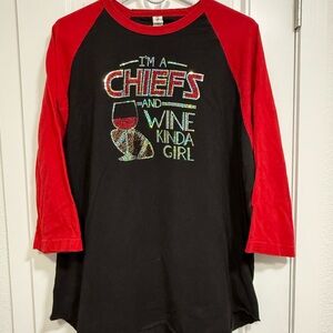 Tultex Kansas City Chiefs Rhinestone Raglan Tee XXL Plus Size Women’s
